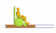 ): This figure depicts the sled test setup in MADYMO utilizing ellipsoids, planes and FE members to represent the sled platform, wheelchair, ATD and WTORS